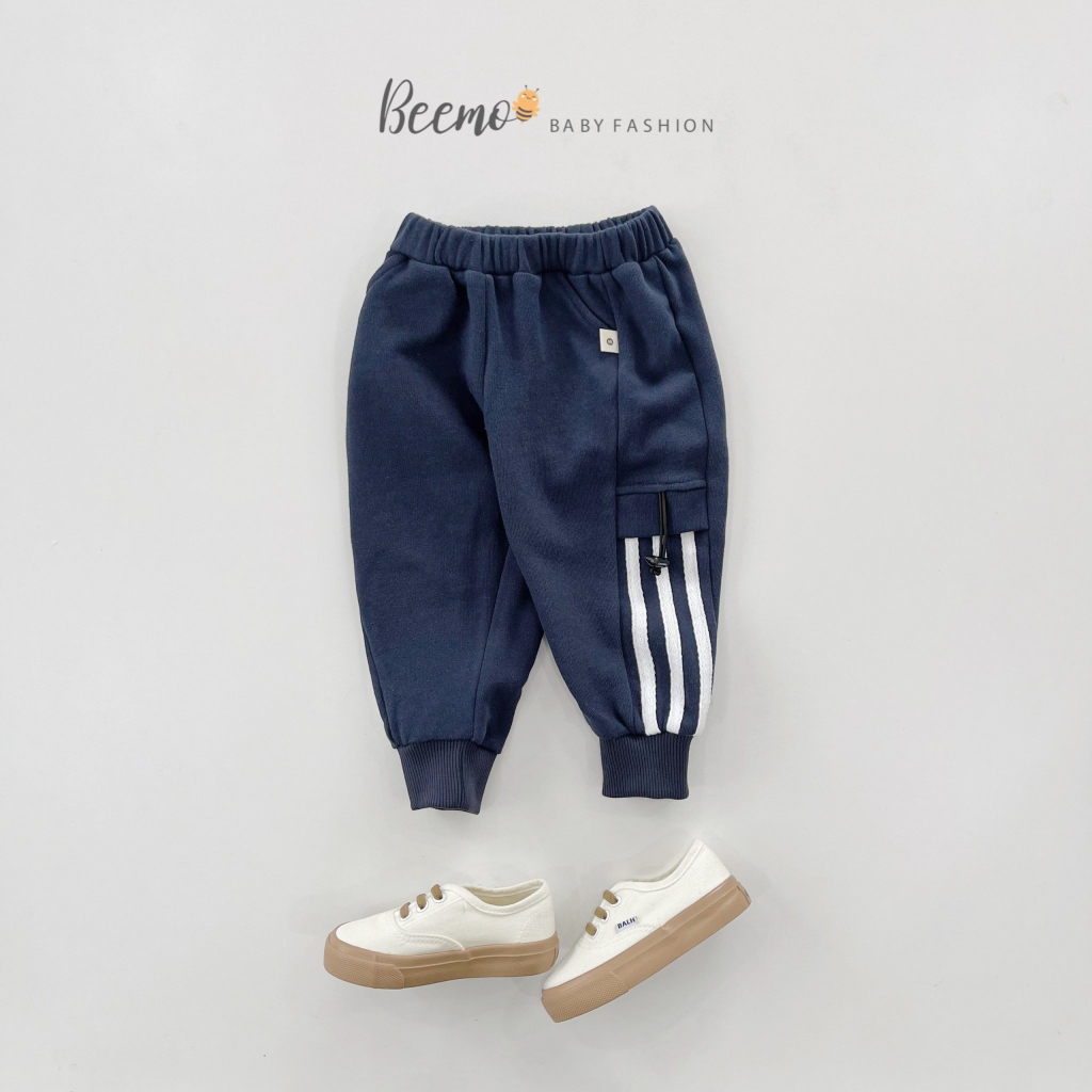 Quần Jogger phối giây cho bé trai Beemo,Chất liệu cotton da cá ,phối sọc mềm mại, độ dày vừa phải mặc mùa thu đông B352