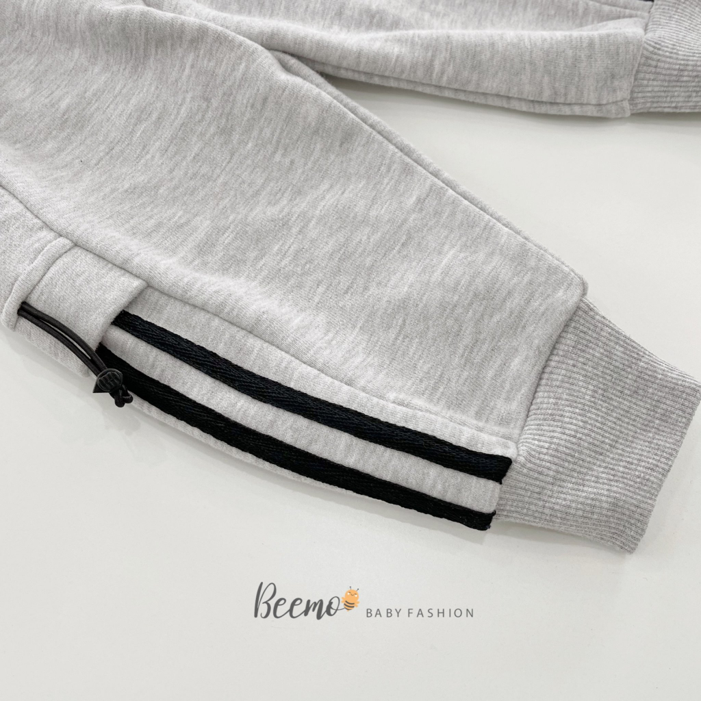 Quần Jogger phối giây cho bé trai Beemo,Chất liệu cotton da cá ,phối sọc mềm mại, độ dày vừa phải mặc mùa thu đông B352