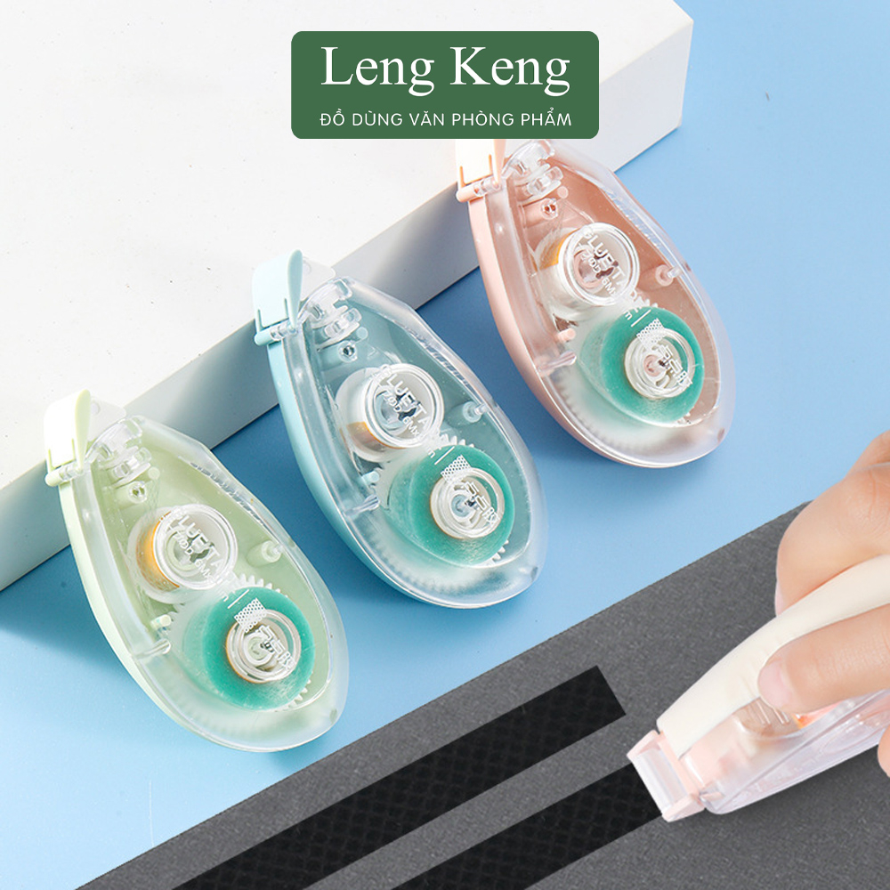 Keo dán khô Leng Keng dạng bút kéo màu pastel keo dán 2 mặt dài 6m siêu tiện lợi BK01