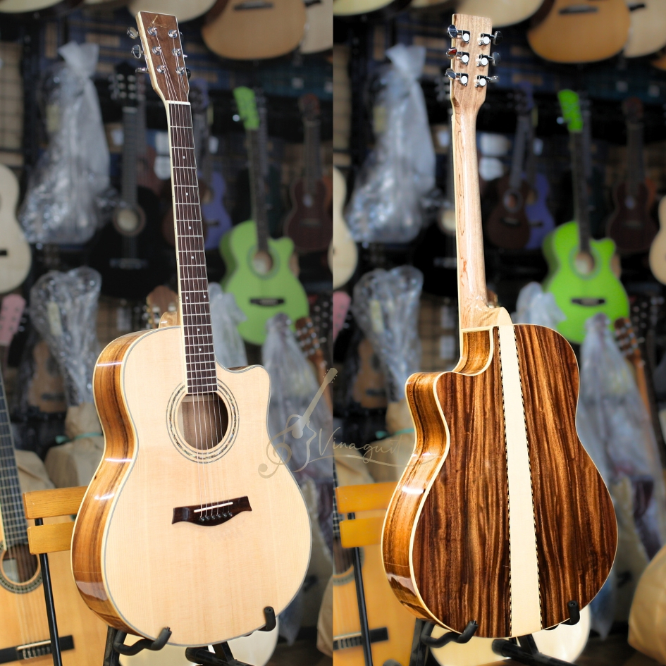 Đàn Guitar Acoustic Vinaguitar VG-D4 Gỗ Điệp Nguyên Tấm - Tặng 12 Phụ Kiện