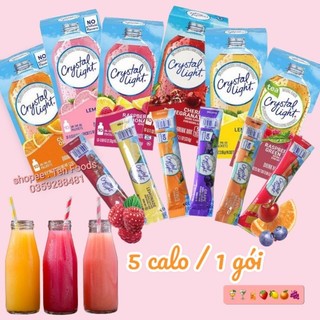 Bột pha nước trái cây crystal light không đường / giảm cân / liston / trà chanh / trà đào