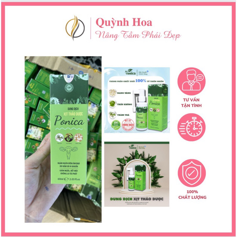 Dung dịch xịt phụ khoa thảo dược PONICA chiết xuất tự nhiên làm sạch vùng kín an toàn hiệu quả