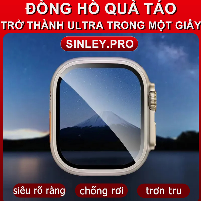 Vỏ bảo vệ + kính cường lực tương thích với Apple Watch 8 7 6 5 4 45mm 44mm đến super 49mm, đeo trong một giây Nâng cao