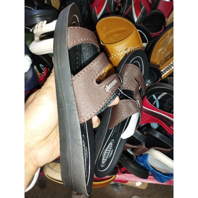 ASIA SPORTS | Dép ngang bà Asia đỏ, nâu, đế cao vừa phải, W32