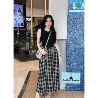Đầm cotton zip phối kẻ thu hút