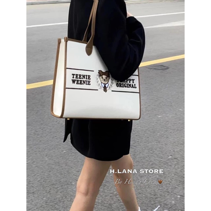 TÚI TOTE GẤU BE VIỀN NÂU