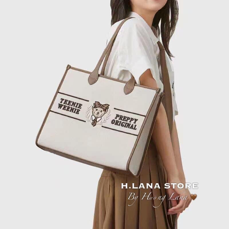TÚI TOTE GẤU BE VIỀN NÂU