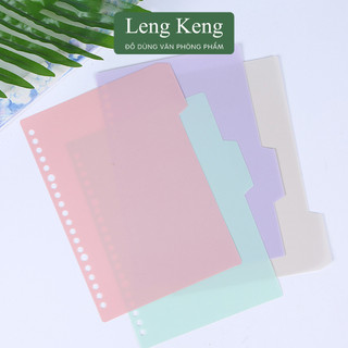  Tab phân trang Leng Keng chia trang chỉ mục set 4 tờ trơn màu pastel A4 B5 A5 30 26 20 lỗ dụng cụ văn phòng phẩm 