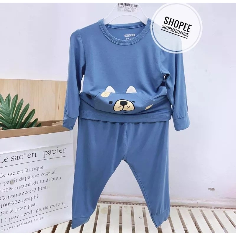 Bộ dài tay cài vai bé trai Mompa chất bamboo 6-48M