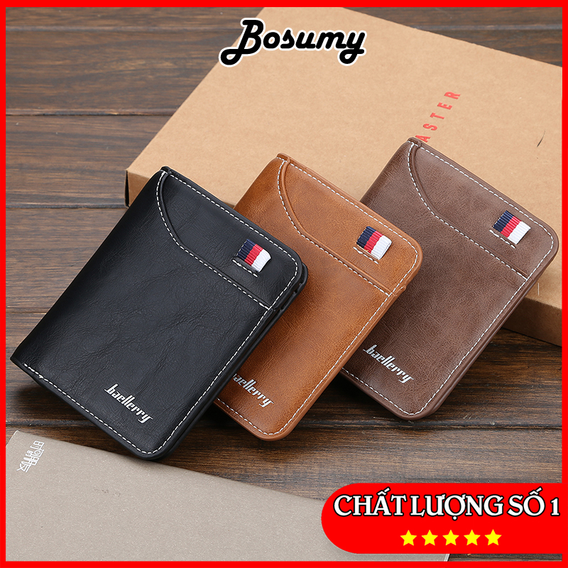 Ví nam mini dáng đứng gấp ba Bosumy D1309 full hộp lịch lãm