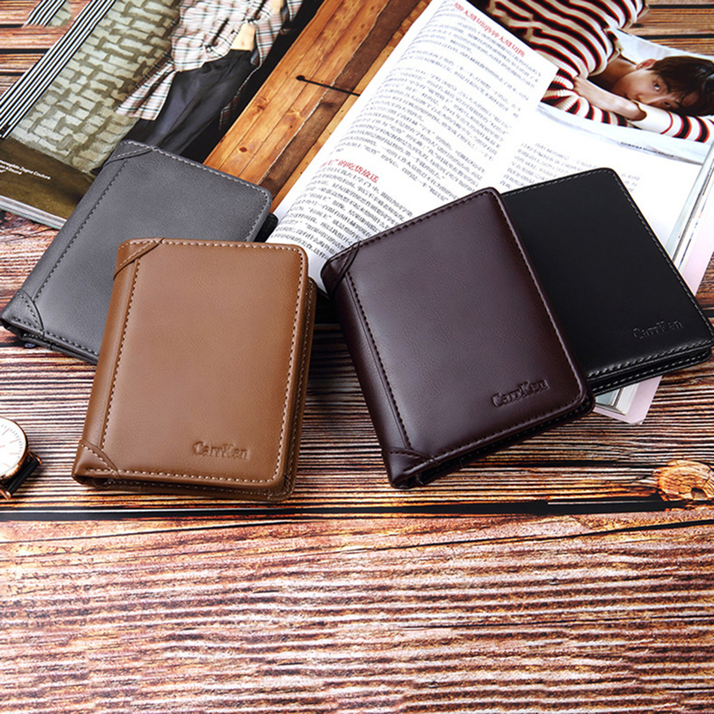 Ví nam cao cấp D001 da PU loại 1 chống nước, không nổ da, bền đẹp kiểu đứng full hộp