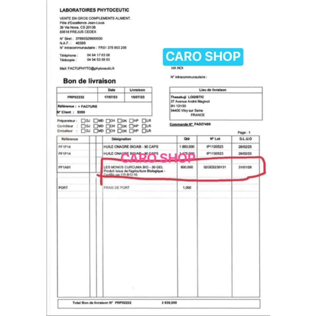 Nghệ Phytoceutic Curcuma 30v Bill Pháp