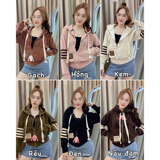 Áo khoác nữ nhung gân đôi 6 túi 40-57kg