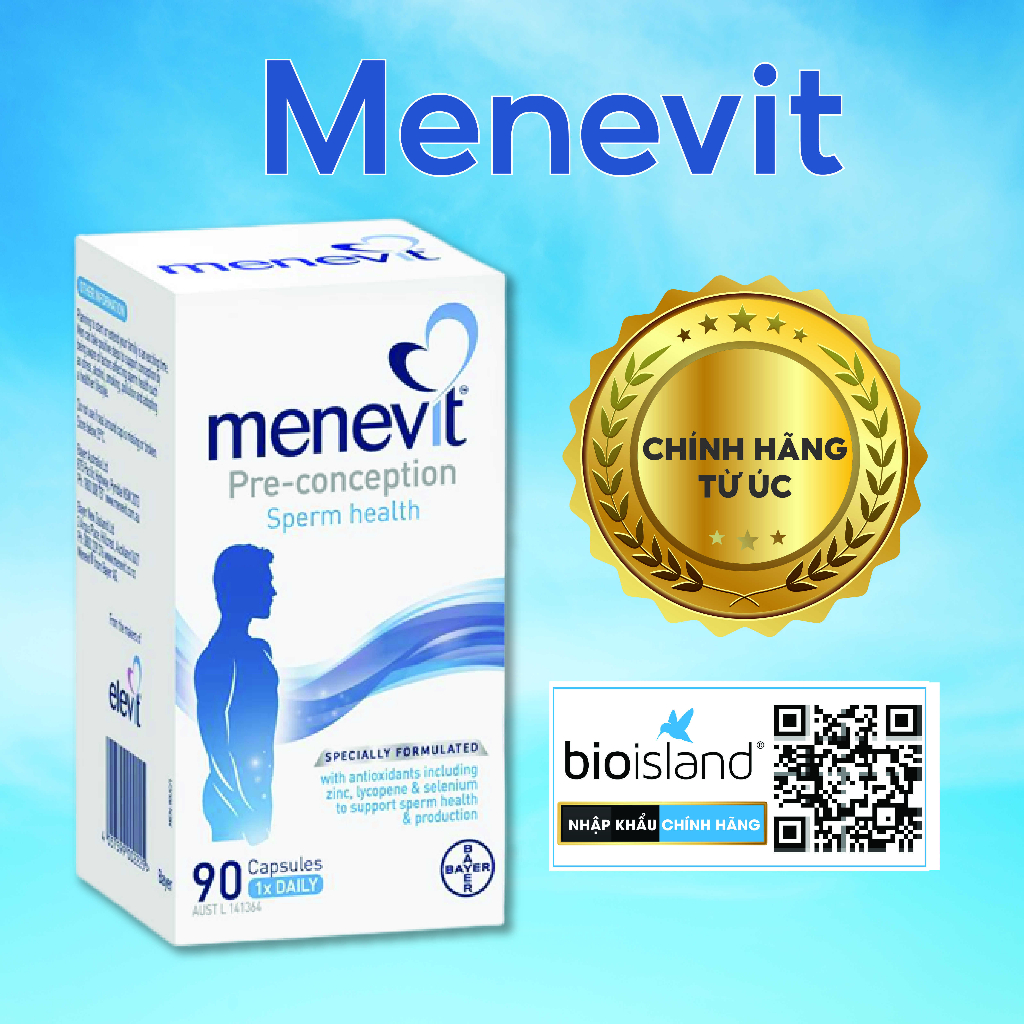Viên Uống Menevit Úc hỗ trợ tăng chất lượng tinh trùng cho nam 30 viên Úc