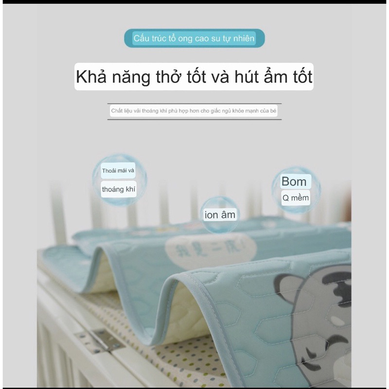 Chiếu Điều Hoà Cao Su Non Tặng Kèm Gối Cho Bé In Hình 5D