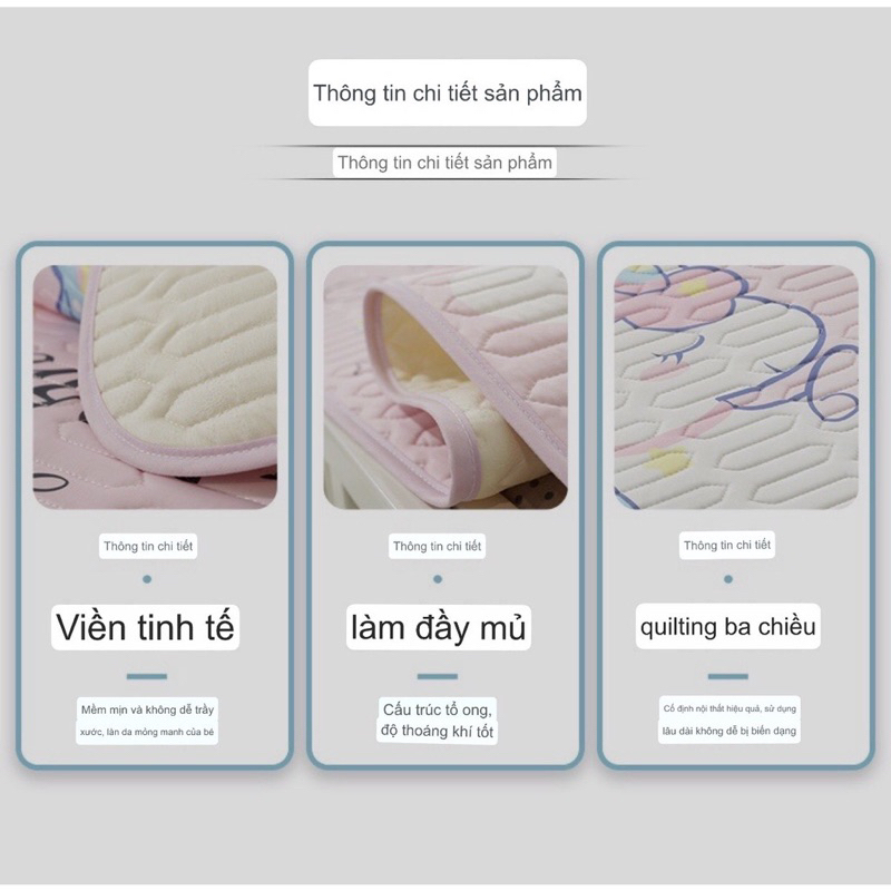 Chiếu Điều Hoà Cao Su Non Tặng Kèm Gối Cho Bé In Hình 5D