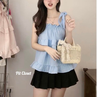  Áo babydoll 2 dây thắt nơ vai bèo