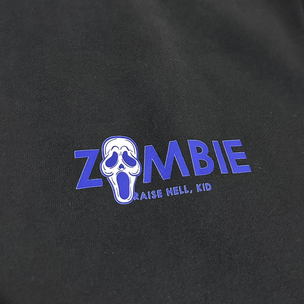 Áo hoodie zip Zombie Club Raise Hell Typo form rộng unisex nam nữ vải nỉ bông cao cấp dày mịn không đổ lông HZB03