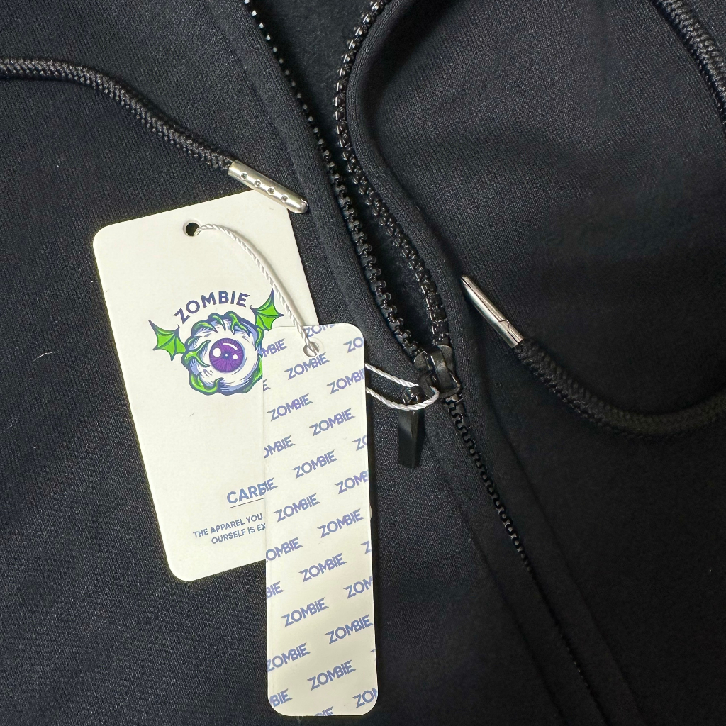 Áo hoodie zip Zombie Club Raise Hell Typo form rộng unisex nam nữ vải nỉ bông cao cấp dày mịn không đổ lông HZB03