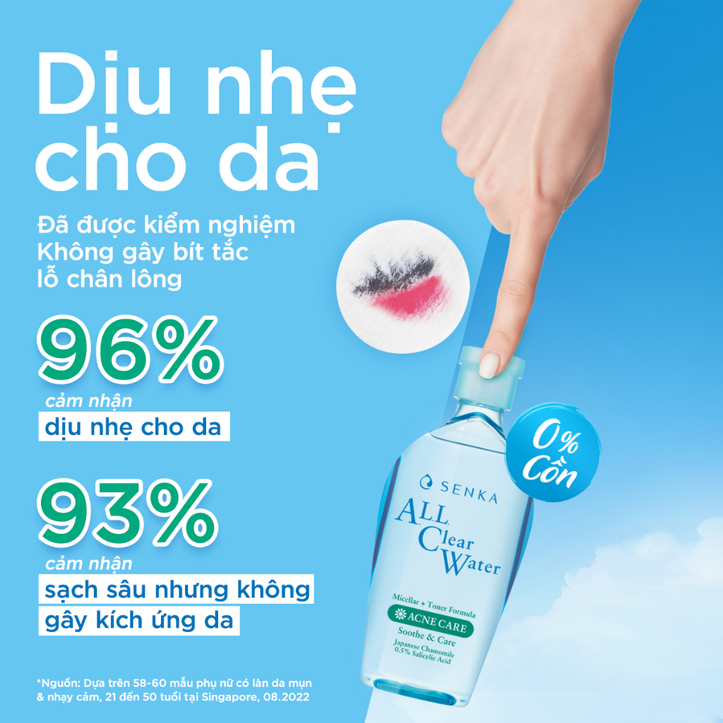 Nước tẩy trang Micellar Ngăn Ngừa Mụn Senka All Clear Water Acne Care 230ml