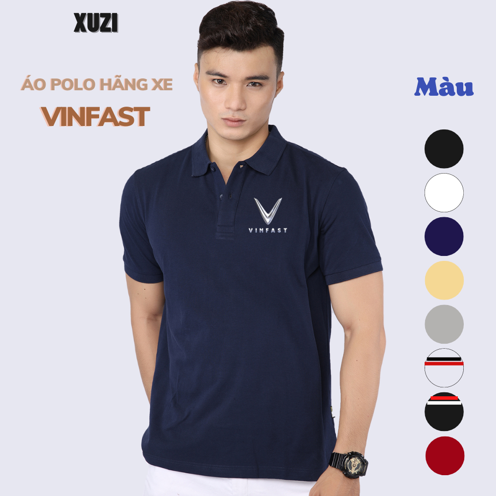Áo thun polo Vinfast áo phông có cổ bẻ ngắn tay hãng xe ô tô vải cotton cá xấu logo bạc thời trang thanh lịch  XUZI