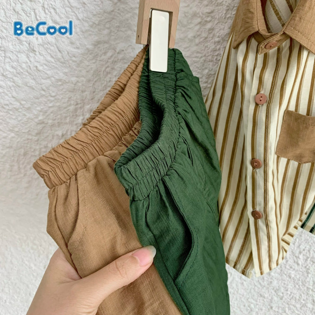 Bộ Cộc Tay Kẻ Sọc BECOOL Cho Bé Trai Chất Đũi Tơ Cực Mát Cho Bé Từ 10-25kg