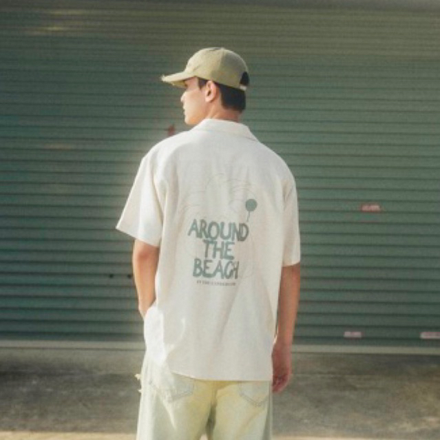 Áo sơ mi tay ngắn oversize CANDLES AROUND LINEN SHIRT chất liệu linen bột kết hợp in và thêu họa tiết chính hãng