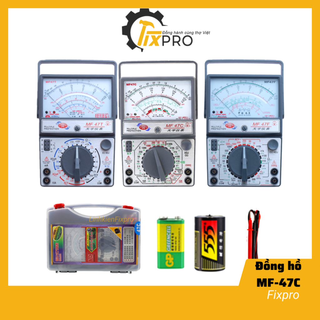 Đồng hồ vạn năng kim MF47C MF47T cao cấp có bảo vệ chống cắm nhầm