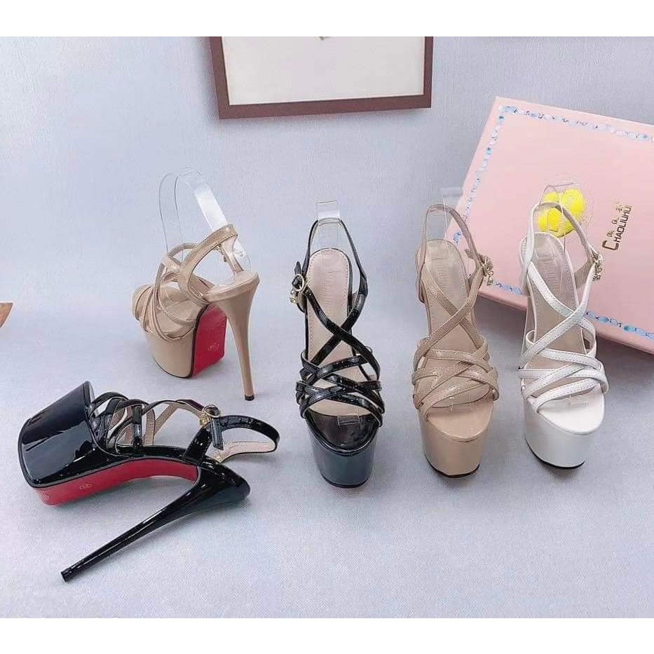 (17cm) Giày Cao Gót Hoa Hậu, Giày Catwalk, Sandal Dây Đan Chéo Cao Cấp,Thiết Kế Trẻ Trung