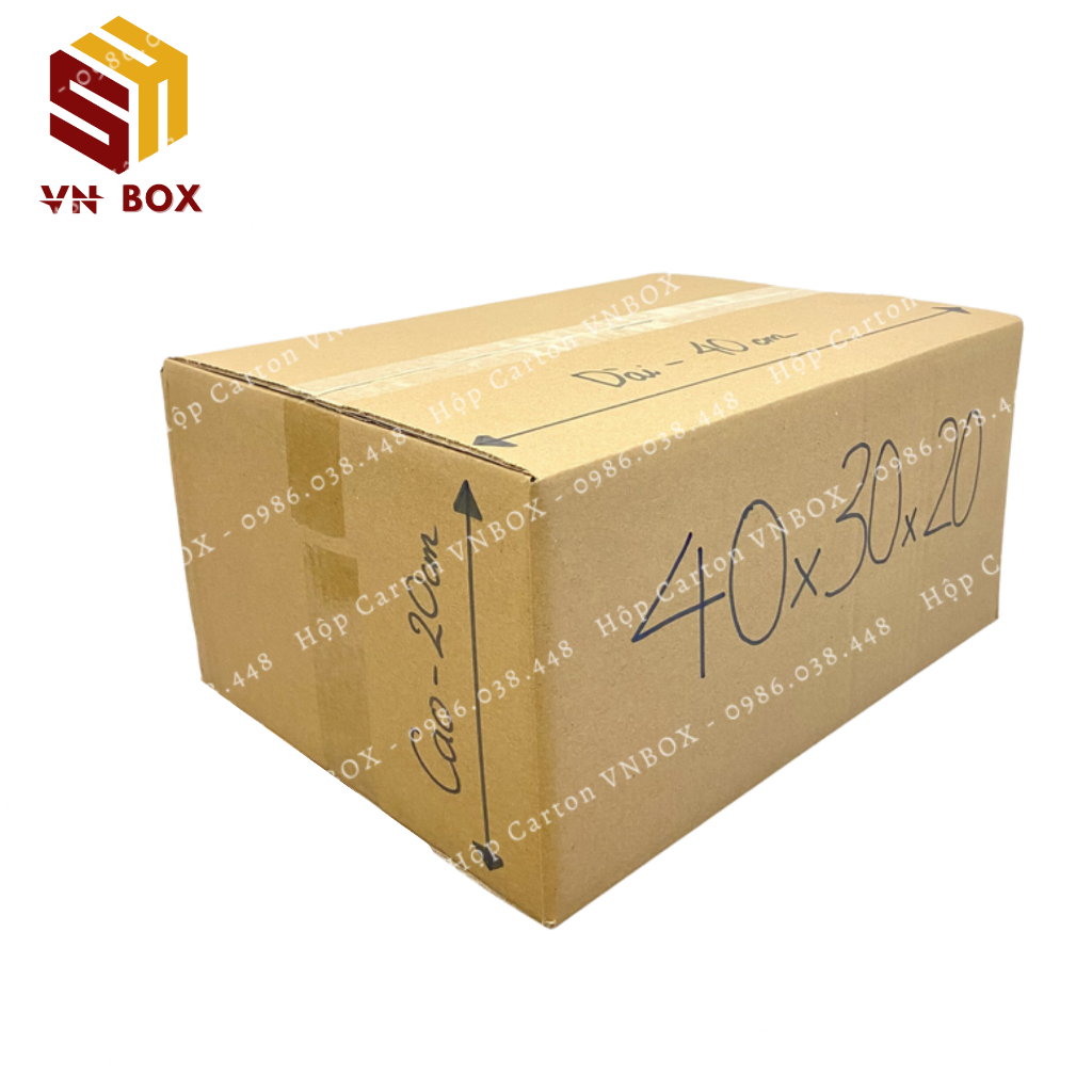 40x30x20 Thùng carton to, thùng chuyển nhà chuyển văn phòng đóng đồ, hộp carton đóng hàng tiện lợi - VN Box