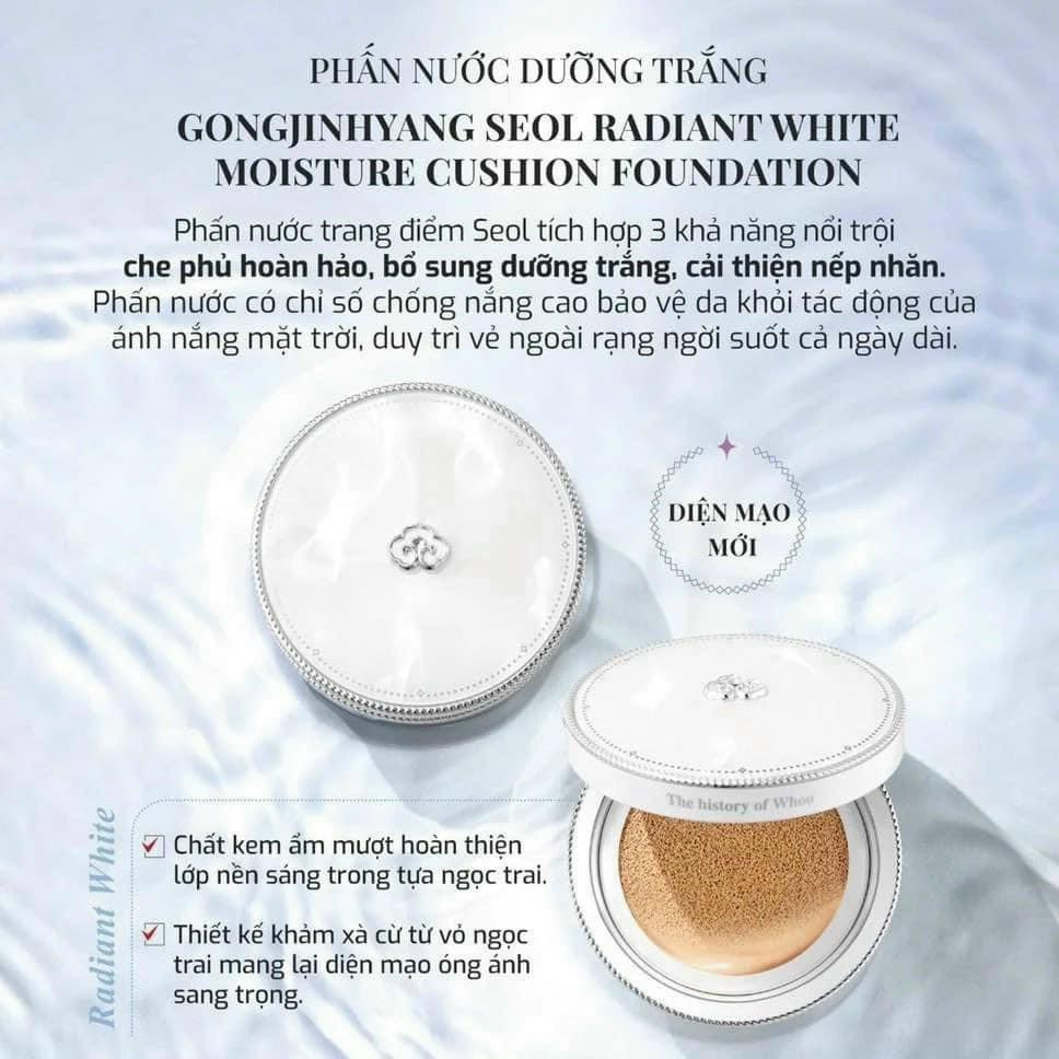 Lõi phấn nước cushion Whoo kèm bông phấn fullsize 13g tách set tone 21 cho da sáng