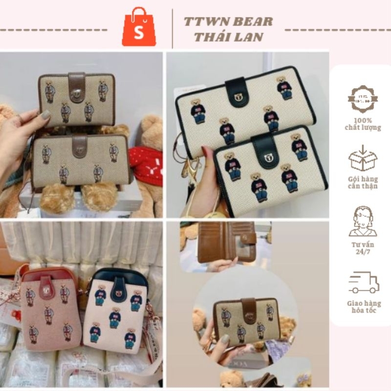 TÚI , VÍ MÃ GẤU THÊU NHÀ TTWN BEAR - HÀNG CHÍNH HÃNG