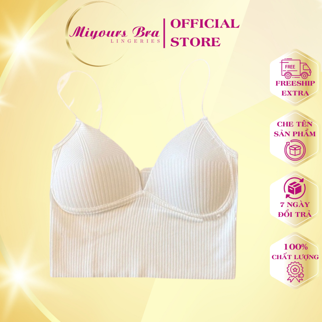 Áo lót bra nữ MiYours Fashion & More BR301 gân tăm 2 dây mảnh, dáng croptop có mút ngực co giãn mền mịn sexy