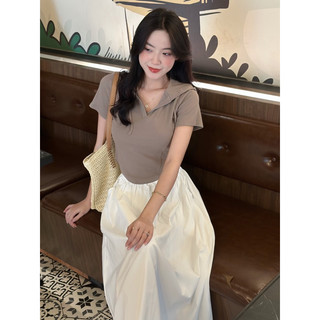 [RÁCH STORE] Áo thun crop nón - 8021240 - chỉ dọc lai bầu