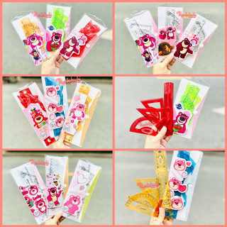 Bộ 4 thước gấu dâu lotso loại dẻo/cứng kích thước 15/20cm