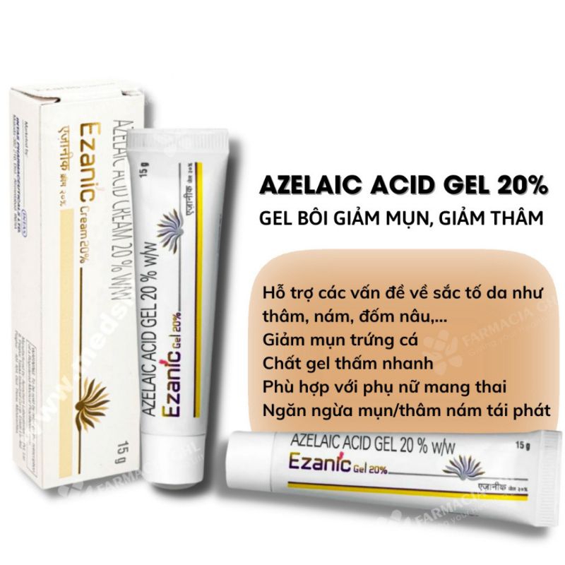 Gel Ezanic 20% Azelaic Acid Giảm thâm đỏ, thâm nâu, ngăn ngừa mụn
