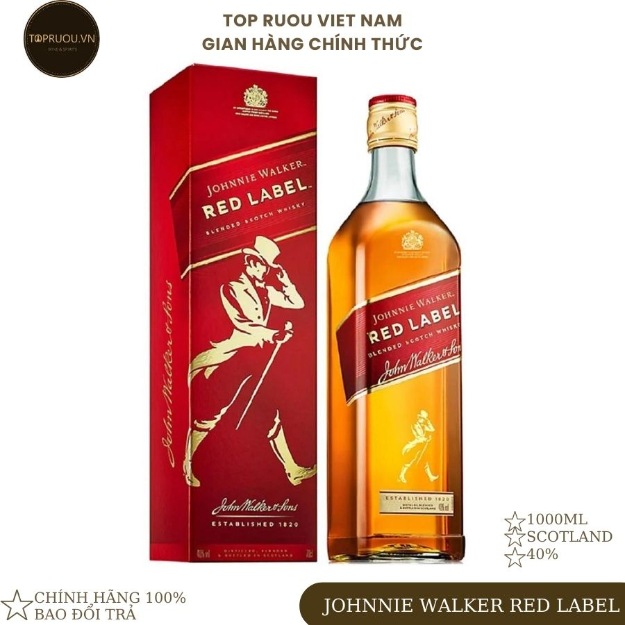 [Chính hãng] Rượu Whisky TOP RƯỢU - Johnnie Walker Red Label 1000ml - hàng thật - giao nhanh