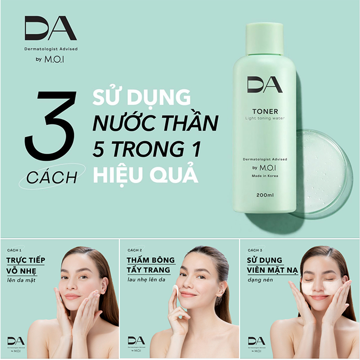 Toner 5 IN 1 DA by M.O.I giúp cân bằng, dưỡng ẩm phù hợp với mọi loại da