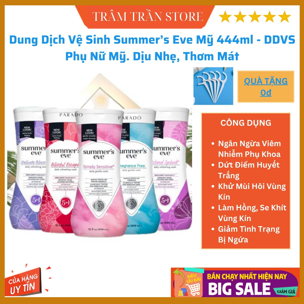 Dung Dịch Vệ Sinh Phụ Nữ Cao Cấp Summer’s Eve Cleansing Wash 444ml Mỹ