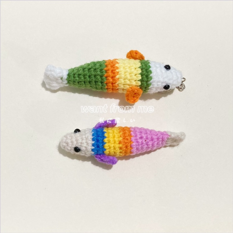 Móc khoá/keyring hình con cá bằng len để treo balo đáng yêu handmade