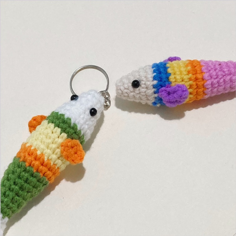 Móc khoá/keyring hình con cá bằng len để treo balo đáng yêu handmade
