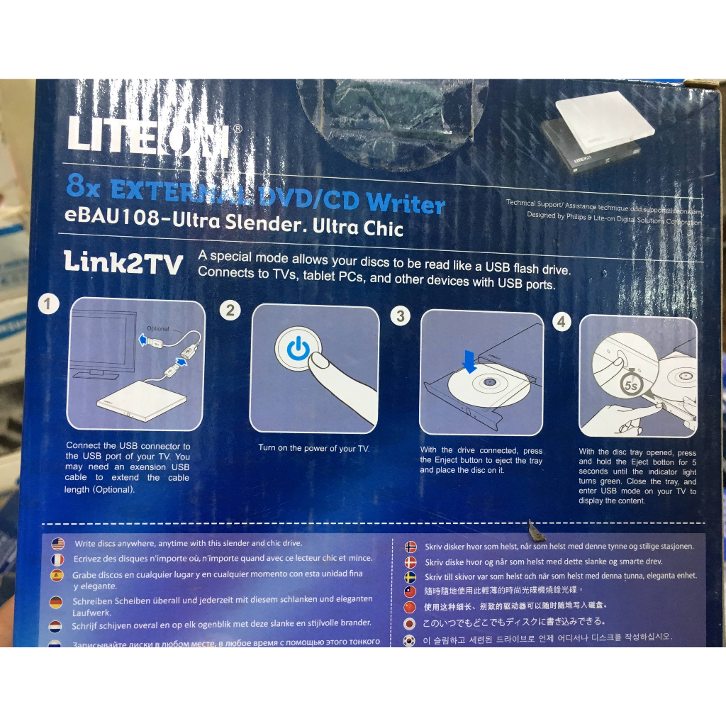 Ổ Đĩa Quang DVD-USB - RW LITEON 8X eBAU108, External (Box) GẮN NGOÀI USB 2.0 chính hãng, mới 100%