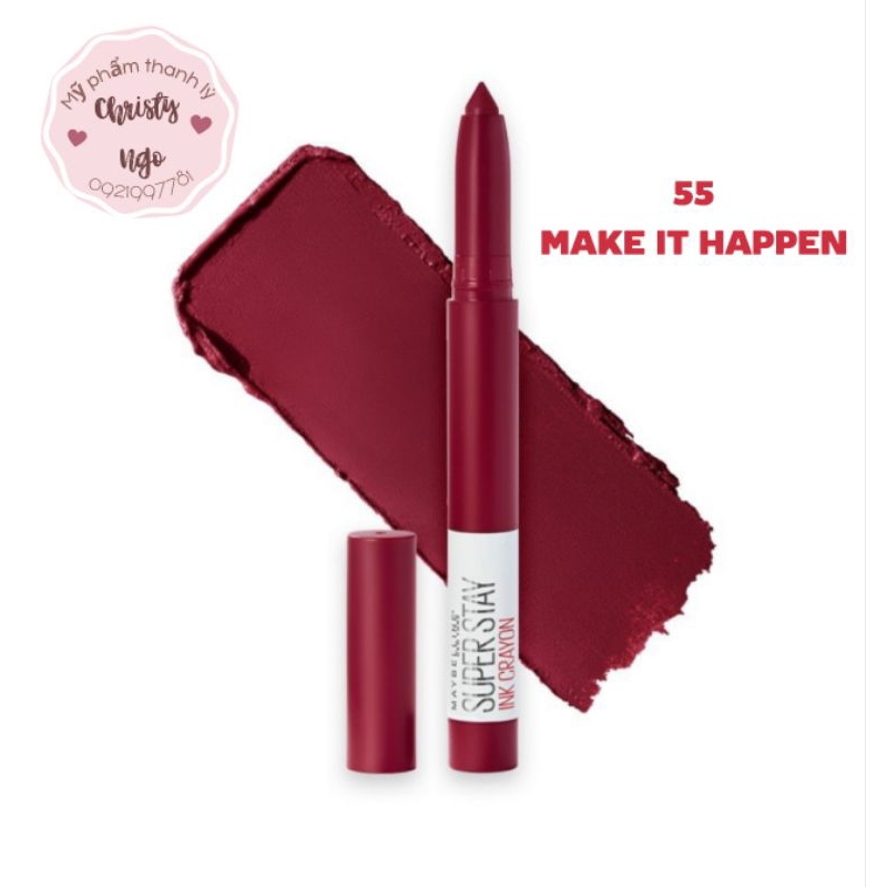 SON BÚT CHÌ MAYBELLINE SUPERSTAY CRAYON MỊN LÌ MÀU 55 ĐỎ BẦM