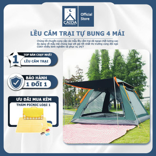 Lều cắm trại tự bung chống nước cho 4-5 người - Lều dã ngoại du lịch 2 cửa 2 lớp thông thoáng, chống muỗi và tia bức xạ
