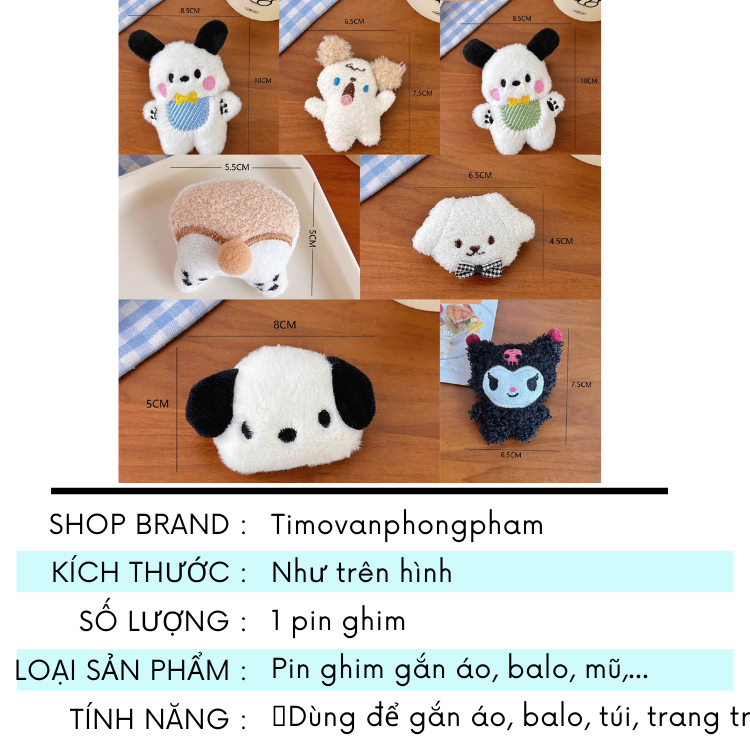 Ghim Cài Áo Gấu Bông Balo Cặp Huy Hiệu Cute PK72