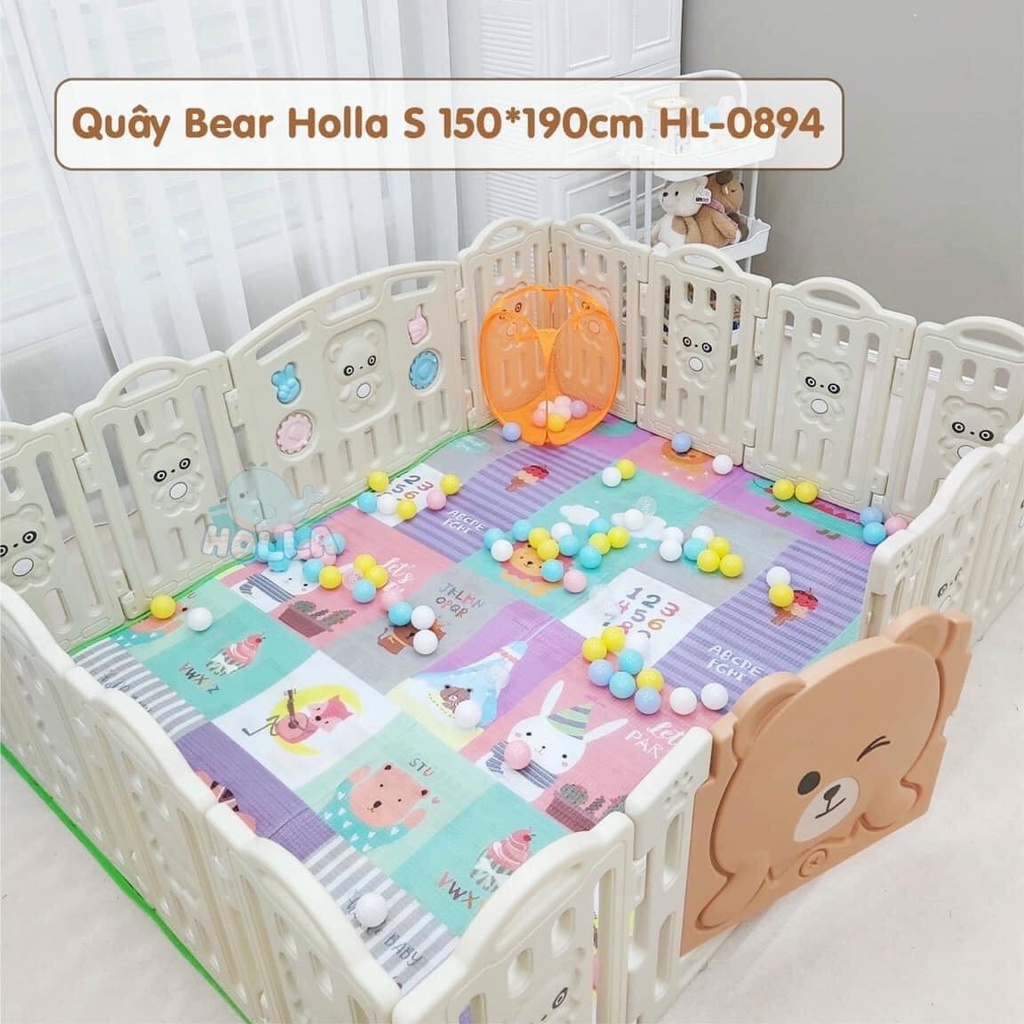 [Tặng hộp bông tăm trẻ em]Quây nhựa Bear gấu Holla Cao Cấp chính hãng,an toàn cho bé an tâm cho ba mẹ,tặng kèm bóng,thảm