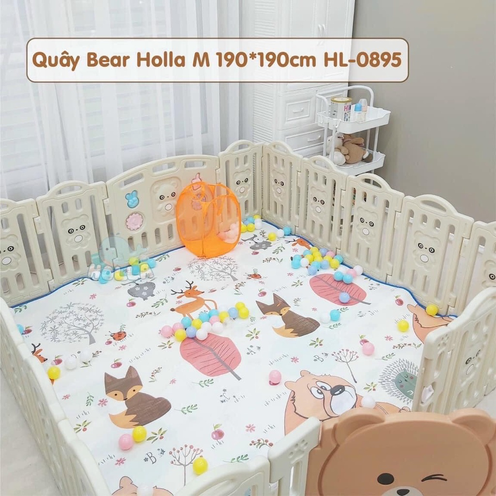 [Tặng hộp bông tăm trẻ em]Quây nhựa Bear gấu Holla Cao Cấp chính hãng,an toàn cho bé an tâm cho ba mẹ,tặng kèm bóng,thảm