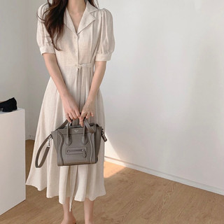 Váy chất linen hàn quốc có dây cột eo ( cận chất ở cuối )