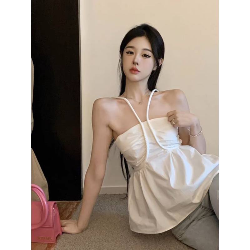 Áo kiểu 2 dây nữ S.BOUTIQUE nhún ngực bo chun lưng sau ba màu chủ đạo