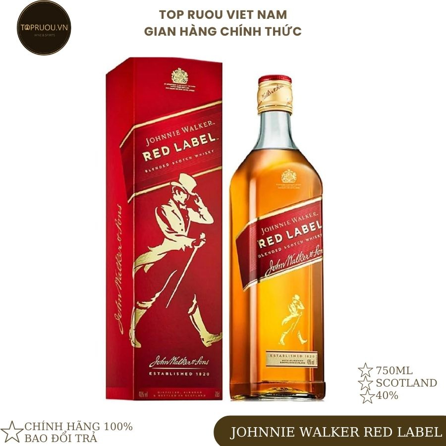 [Chính hãng] Rượu Whisky TOP RƯỢU - Johnnie Walker Red Label 750ml - hàng thật - giao nhanh